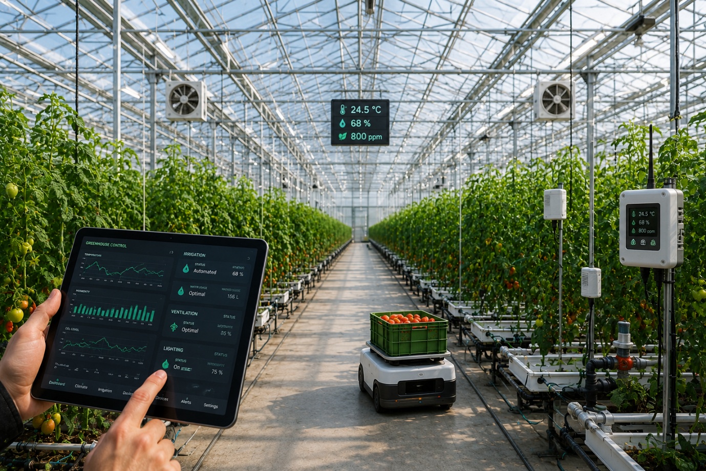 Smart greenhouse climate control dashboard